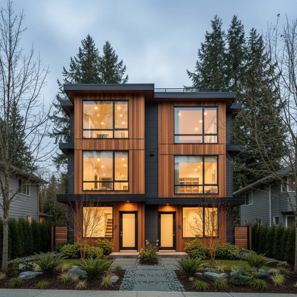 Modern Vancouver multiplex building with contemporary West Coast architecture